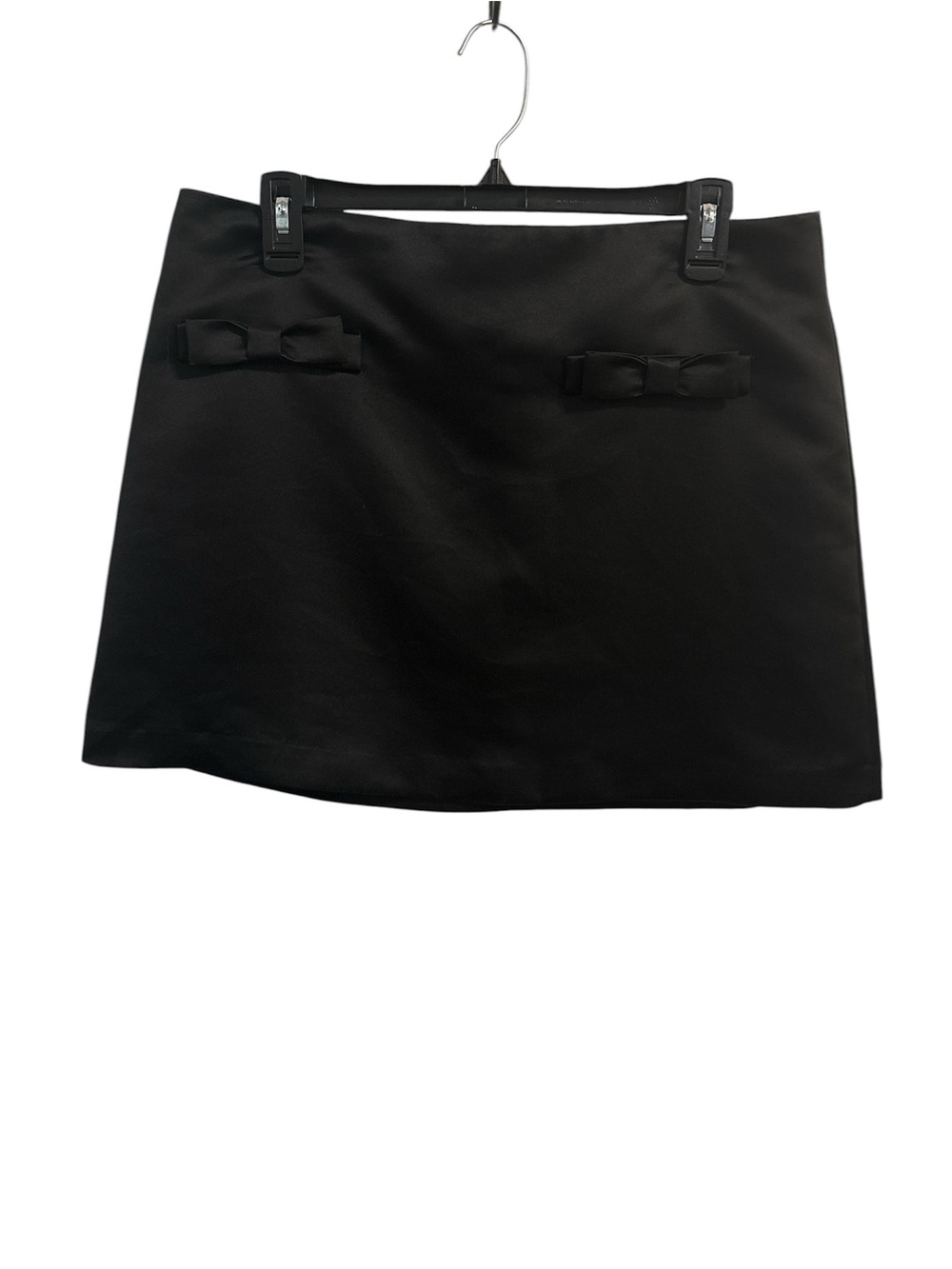 H&M Black Mini Skirt with Front Bow Details Size 12